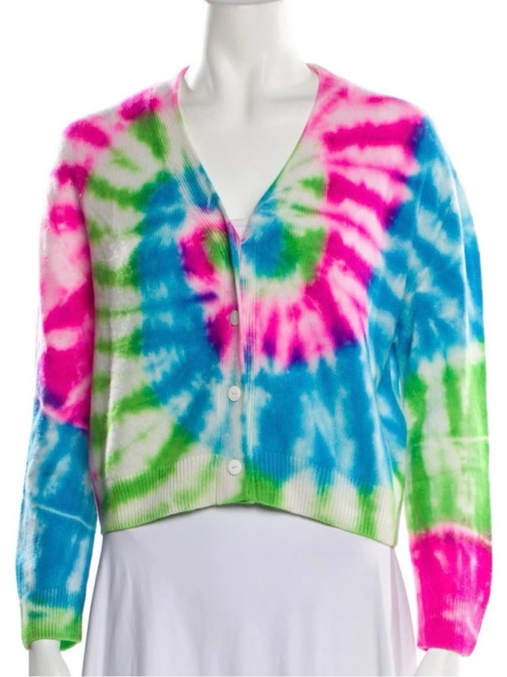 Elder Statesman Neon Tie Dye Cashmere Cardigan